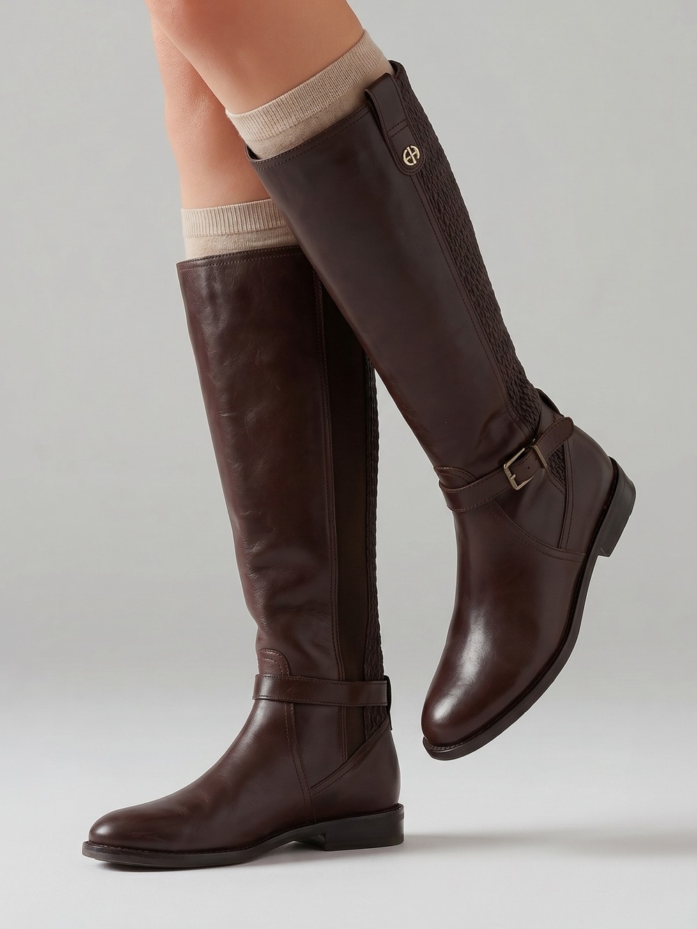 Cole Haan Clover Stretch Side Buckle Tall Riding Boots - Dark Brown. Sz 8.5B